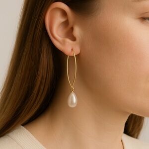 🔥 TRENDING: Gold Long Drop Pearl Earrings ✨